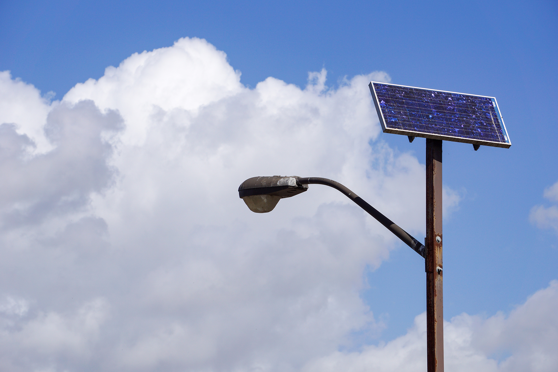 Solar powered street light pole